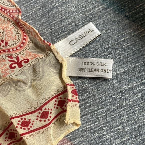 (2) Vintage Halston & Casual Floral Silk Bohemian Paisley Scarf Hair Wrap - Picture 10 of 10